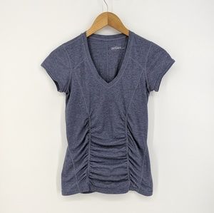 Zella Gray Shirt Sleeve Ruched Workout Shirt